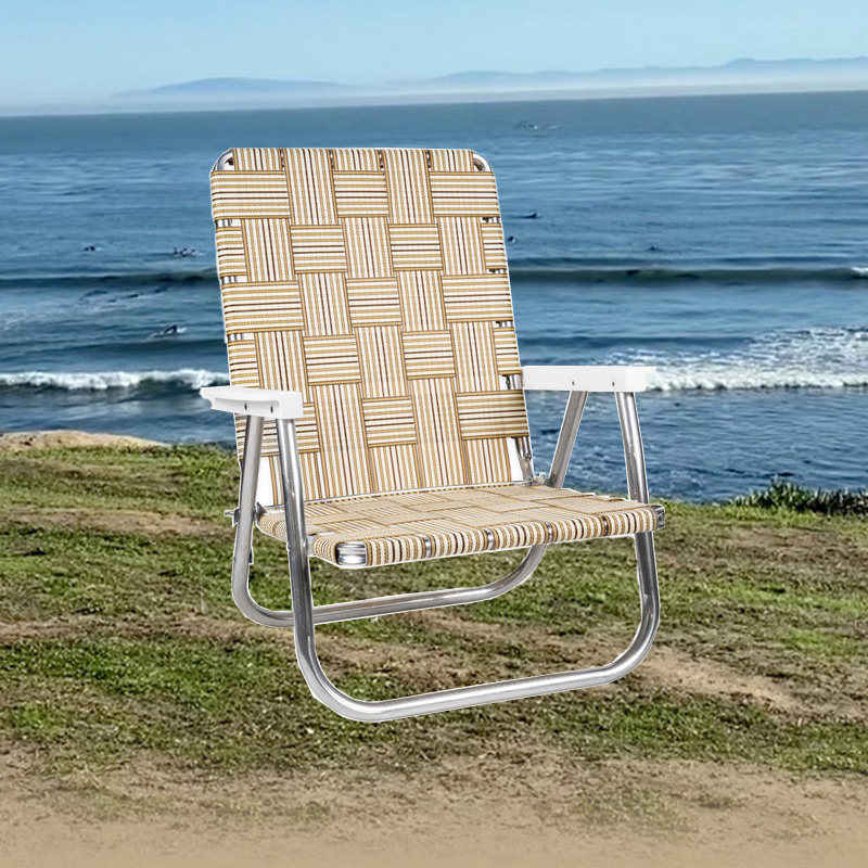 Buy a Classic Aluminum Beach Chair ~ Tan Stripe from The Surf Haberdashery at House of Greco