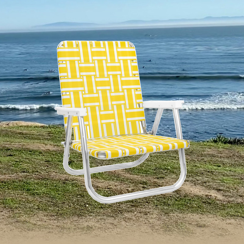 Buy a Classic Aluminum Beach Chair ~ Yellow Stripe from The Surf Haberdashery at House of Greco